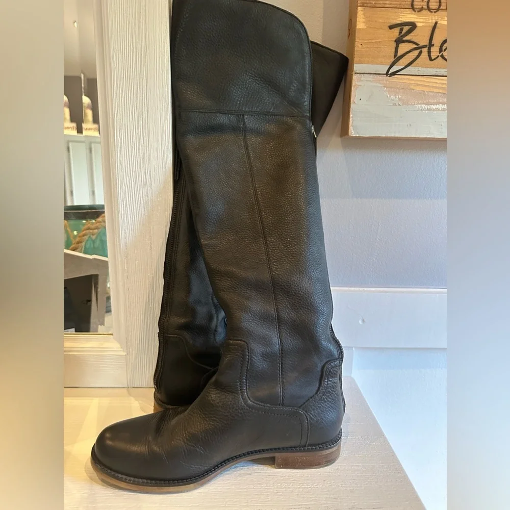 Franco Sarto over the knee black leather boots size 6.5